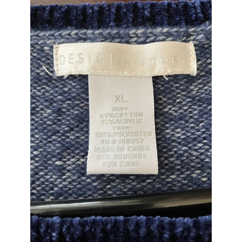 Design History Womens Dark Blue Chenille Crew Neck Sweater Size XL - Picture 2 of 5